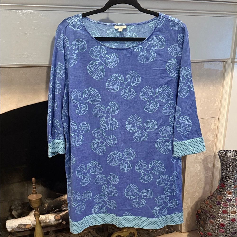 Talbots Blue and Green Floral Tunic Top With Shells size X